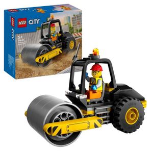 ASSEMBLAGE CONSTRUCTION LEGO® 60401 City Le Rouleau Compresseur de Chantier, Maquette de Jouet de Camion avec Minifigurines d'Ouvrier