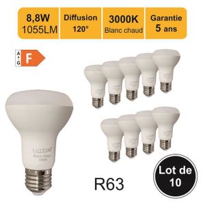 AMPOULE - LED Lot de 10 ampoules LED E27 R63 8,8W (équiv. 60W) 806Lm 3000K
