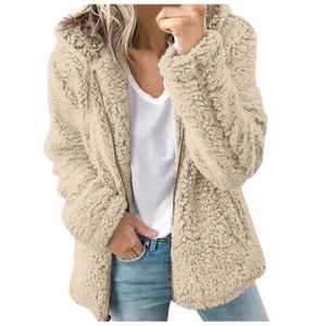 MANTEAU - CABAN TRESORS- Manteau mi-long en molleton rembourr de coton pour femme avec capuche amovible et col chaud u14891 caf