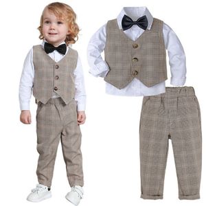 Ensemble de vêtements Costume Bébé Garçon 3PCS Formel Nouveau-né Blazer 