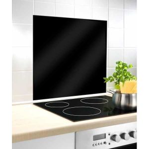 CREDENCE Fond de hotte en verre trempé WENKO - Noir - 60x70 cm - Protection plaque de cuisson - Plan de travail mobile