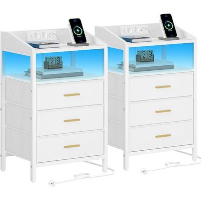 WOLTU Table de Chevet avec Station de Charge.Table d'Appoint avec