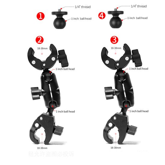 Support De Guidon TELESIN Pour GoPro Et DJI - Accessoire Noir Pour Vélo Et Moto