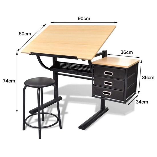 Table à Dessin Inclinable 0°-60° - Bureau à Dessin Multiple Usage
