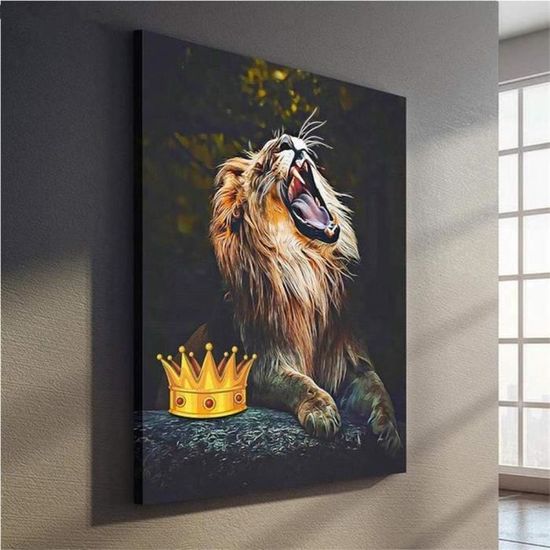Kit Diamond Painting Lion 40x60 Cm - Broderie Diamants 5D - Toile HD + Diamants + Outils - Loisir Créatif Adulte/Enfant