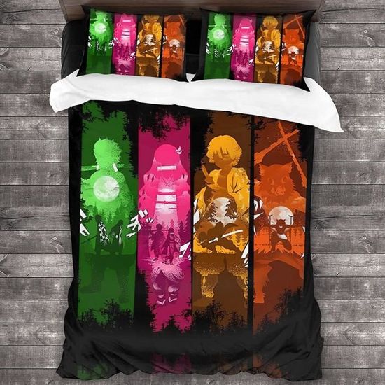 Parure De Lit Demon Slayer Kochou Shinobu - Microfibre - Imprimé 3D - Taille King (220x240cm) - Housse + Taies