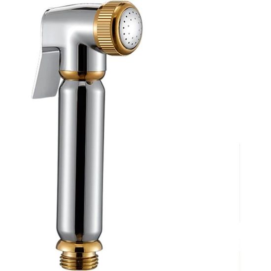 Douchette WC Noire Acier Inox - Kit Complet Avec Tuyau 2m, Support Et Vanne