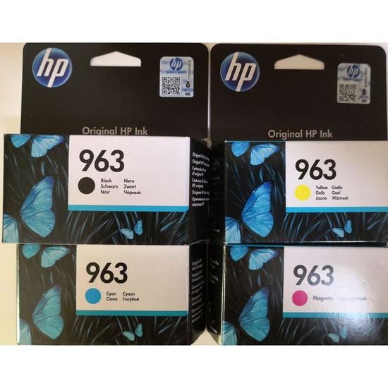 HP 963 Lot de 4 Cartouches d'encre d'origine pour HP Officejet Pro