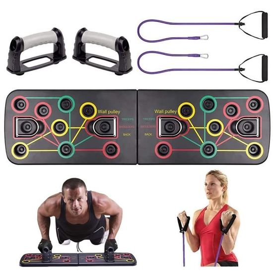 Plateau Bar Planche De Push-up Multifonction Avec Bande De Résistance, équipement De Fitness Et Corde à Sauter, Entraînement De Fitness à La Maison, Renforcement Musculaire Pour Hommes/femmes Mano Pression - 3