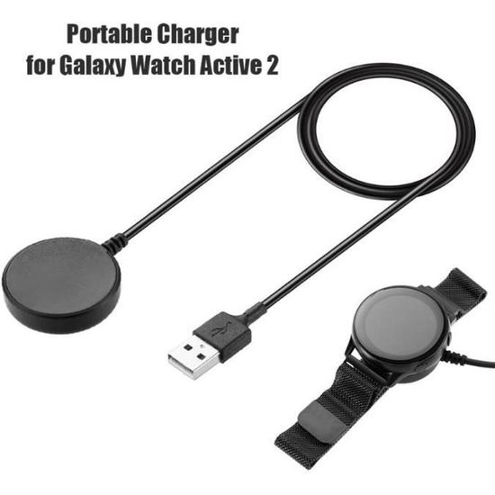 Câble de charge USB chargeur rapide adaptateur secteur pour Samsung Galaxy Watch Active 2 accessoires de montre intelligente Noir