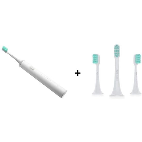 XIAOMI Bundle T500 Brosse à dent électrique connectée Mi Smart Electric Toothbrush + Lot de 3 têtes de brosse à dent