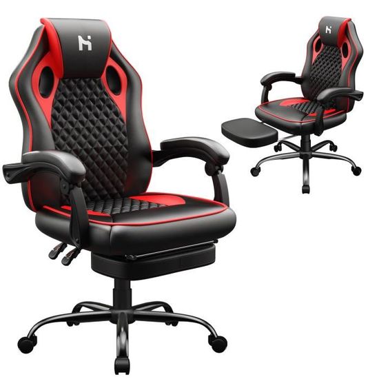 Chaise de Bureau / Fauteuil Gamer GTI 2 - noir et rouge –
