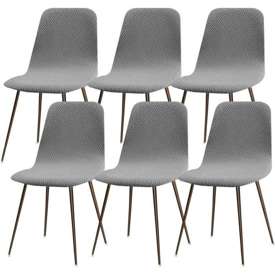 Meigeh Lot De 6 Housses De Chaise Scandinave Extensibles – Gris Clair Salle à Manger