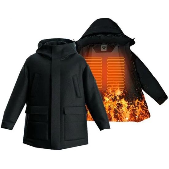 XIAOMI NINETYGO Doudoune Homme chauffante electrique Veste d hiver homme Parka chauffante Smart Usb Vetements chauffants Noir Cdiscount Pret a Porter