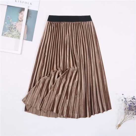 Jupe Automne Hiver Taille Haute Plissee Velours Style Coreen Femme Blanc Cdiscount Pret a Porter