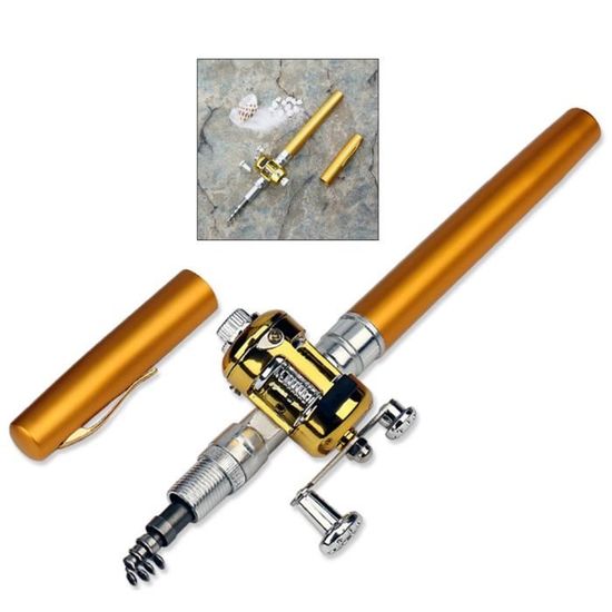 Canne à Pêche Stylo Portable - Mini Moulinet En Alliage Aluminium - Pêche En Eau Douce