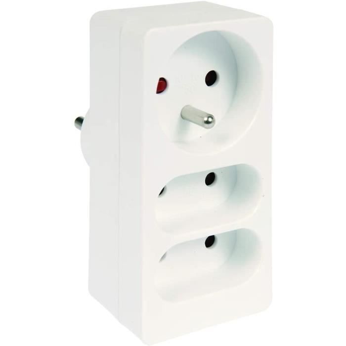 Voltman DIO013102 Rallonge Electrique Adaptateur Multiprise 4 Prises-Triplite 1X10-16A+2X6A Frontale A Eclipses