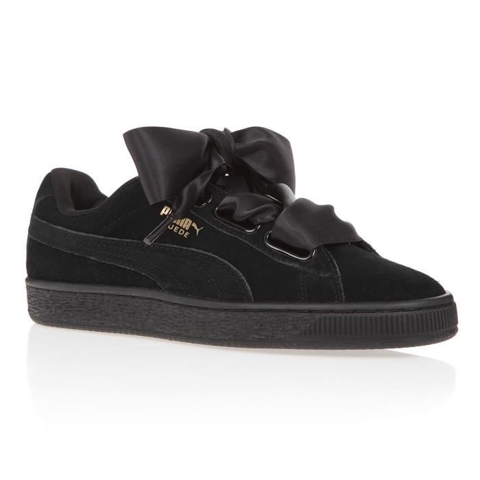 PUMA Baskets Suede Heart Satin II Chaussures Femme Noir