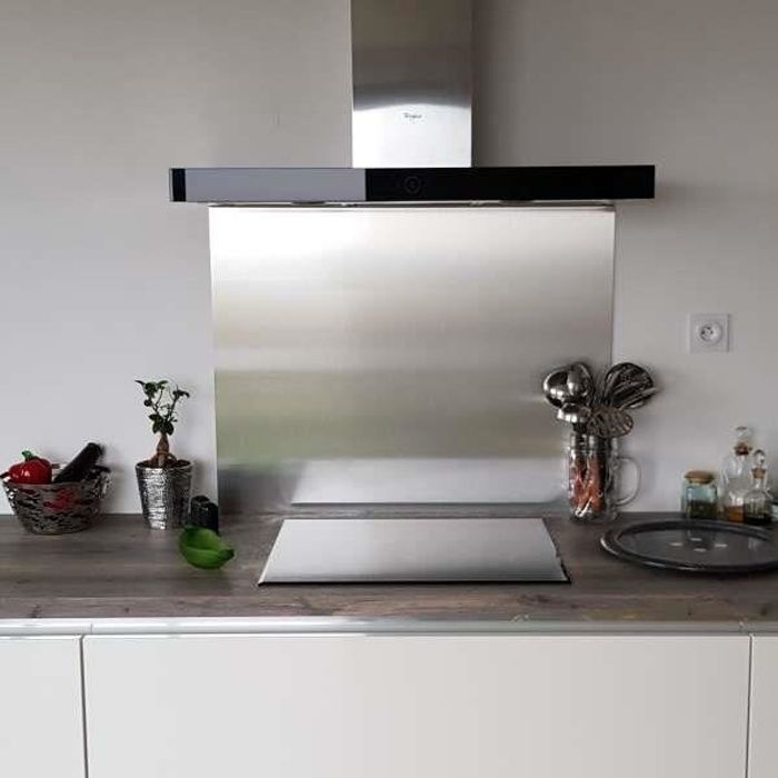 Crédence Composite Inox Brossé - Hauteur 20 cm x Largeur 80 cm