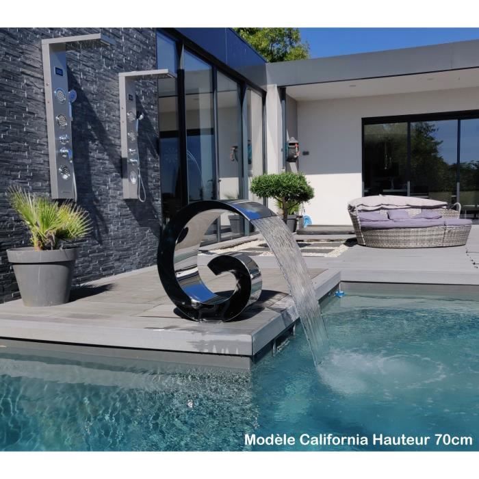 CASCADE INOX Fontaine Piscine Bassin Modèle California Hauteur 70cm