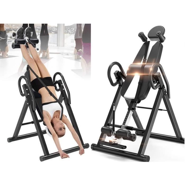 TOP TABLE d'INVERSION Appareil du Dos Bras Exercice H185cm Pliable Musculation NOIR&BLANC