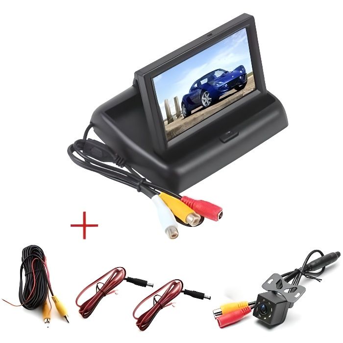 Camera de recul + ecran 8 led ecran pliable