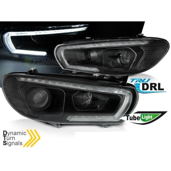 Paire de feux phares Daylight DRL LTI Led VW Scirocco de 14-17 Noir
