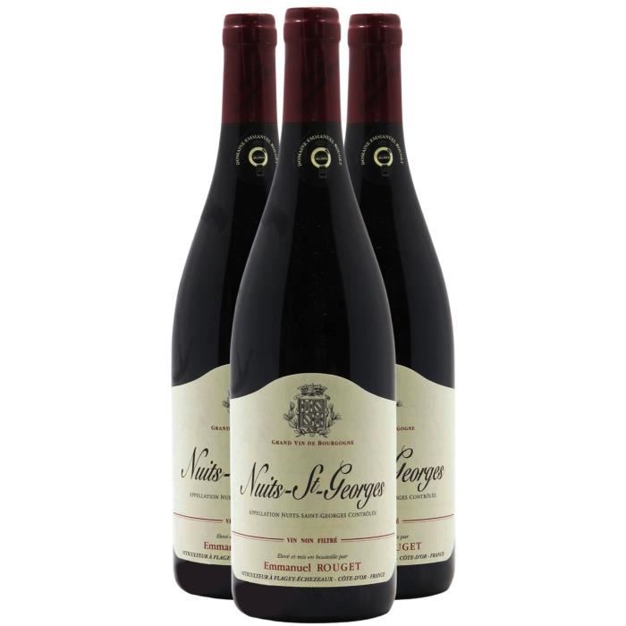 Nuits-Saint-Georges Rouge 2018 - Lot de 3x75cl - Domaine Emmanuel Rouget - Vin AOC Rouge de Bourgogne - Cépage Pinot Noir
