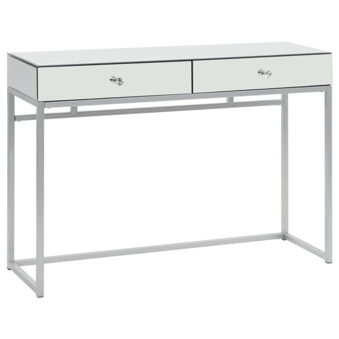 CHEZZOE Table console Design - Table d'appoint Table d'entrée miroir Acier et verre 107 x 33 x 77 cm ☺12838