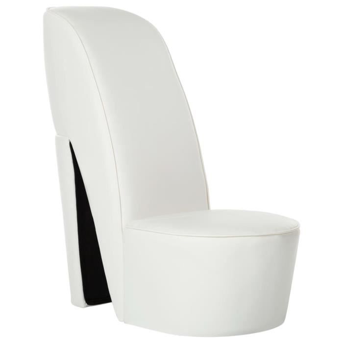 CHEZZOE Chaise en forme de chaussure à talon Design Moderne - Fauteuil Relaxation haut Blanc Similicuir ☺38236