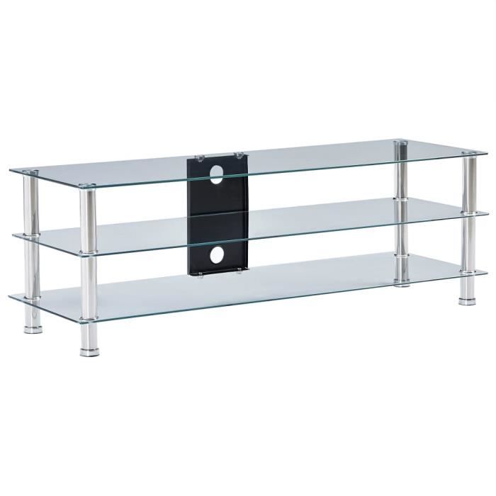 Home❤-Meuble TV Bas ,Armoire Tele ,Banc TV ,Table pour Salon-Séjour Transparent 120 x 40 x 40 cm Verre trempé☺5351