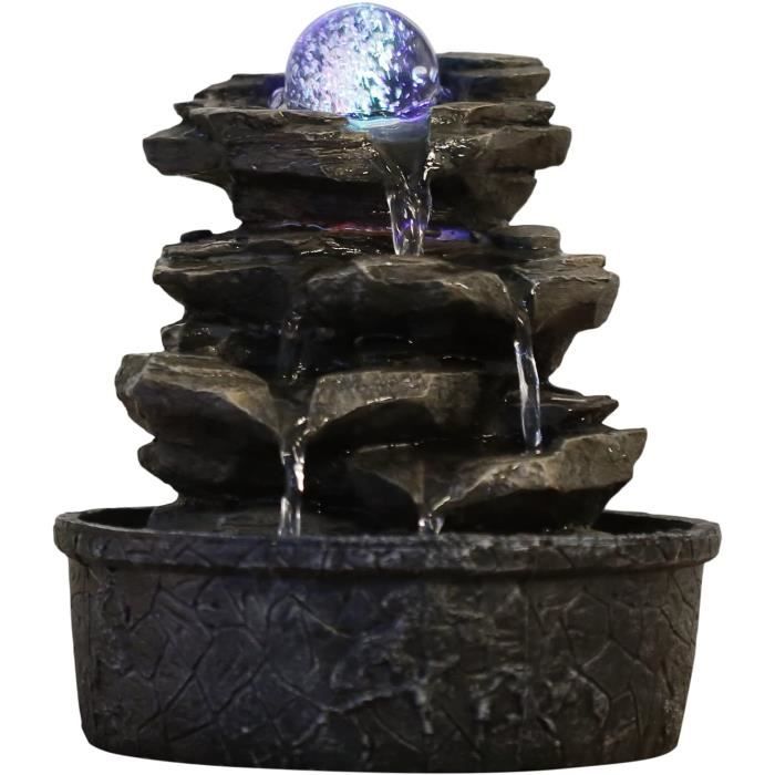 Zen'Light Fontaine Little Rock, Polyrésine, Marron Foncé, 20 x 20 x 23 cm