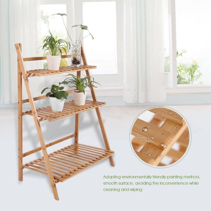 Etagère pour Plantes / Fleurs Pliables, 3 Niveaux de Rangement 70x40x96cm pour Jardin,Balcon, Bureau,Patio, Pelouse -CYA