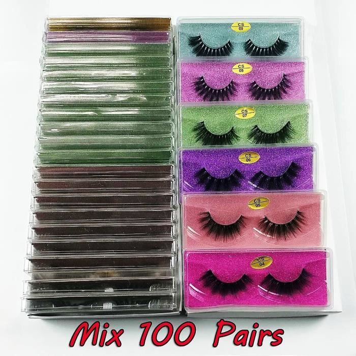 Maquillage,Lot de faux cils en vison naturel 3d,30-50-100 paires,pour maquillage,vente en gros - Type Mix 100 pairs