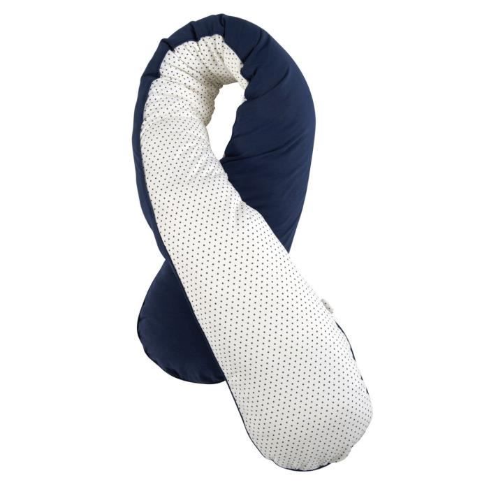 CANDIDE Coussin confort évolutif Jersey - 180 cm - Bleu marine / étoiles