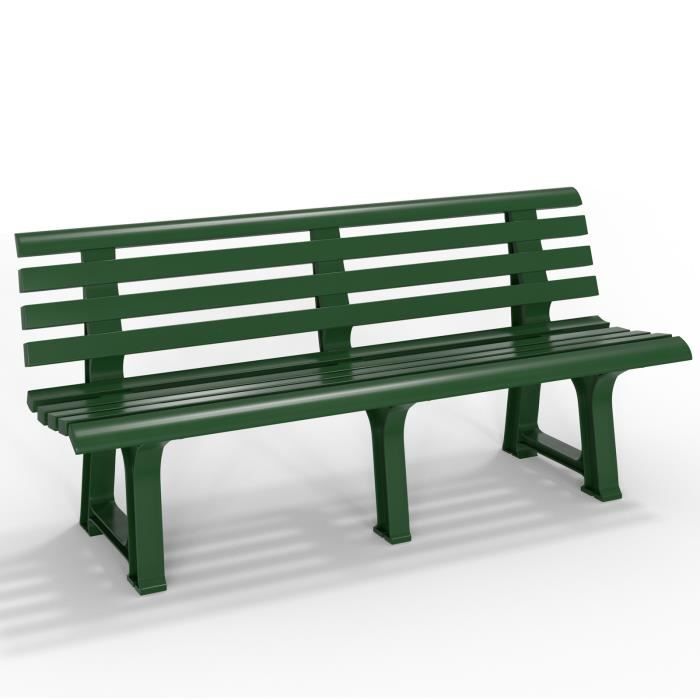 Banc de Jardin Orchidea vert 3 personnes Banc d'extérieur en plastique 145x49x74 cm Parc jardin terrasse