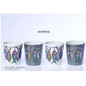 LOT DE 4 GOBELETS A CAFE POISSON - FOX TROT
