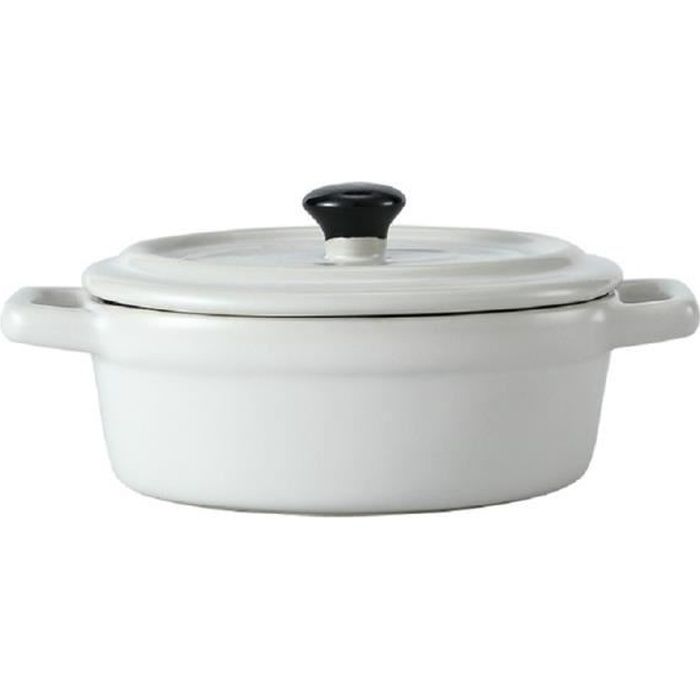 Mini cocotte ovale blanche avec couvercle et poignées HobbyCook