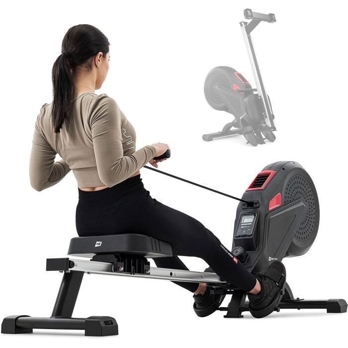 Hop-Sport Rameur d'appartement Pliable HS-070R Rush - Rameur à air - 8 Niveaux de Résistance Réglable - Poids de l'Utilisateur 130kg