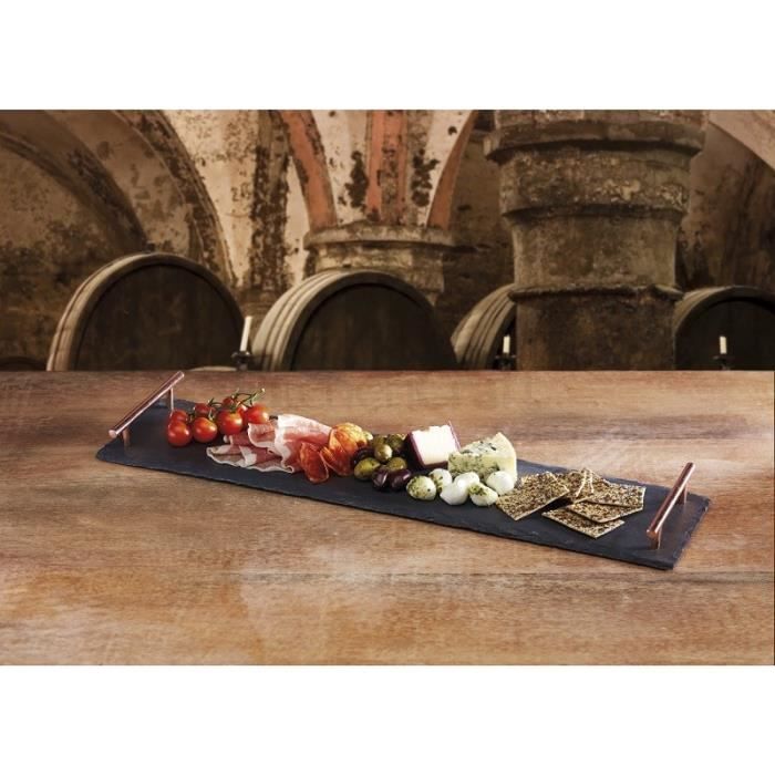 Plat de service en ardoise anses cuivre - Kitchen Craft 60x15cmx3,5cm