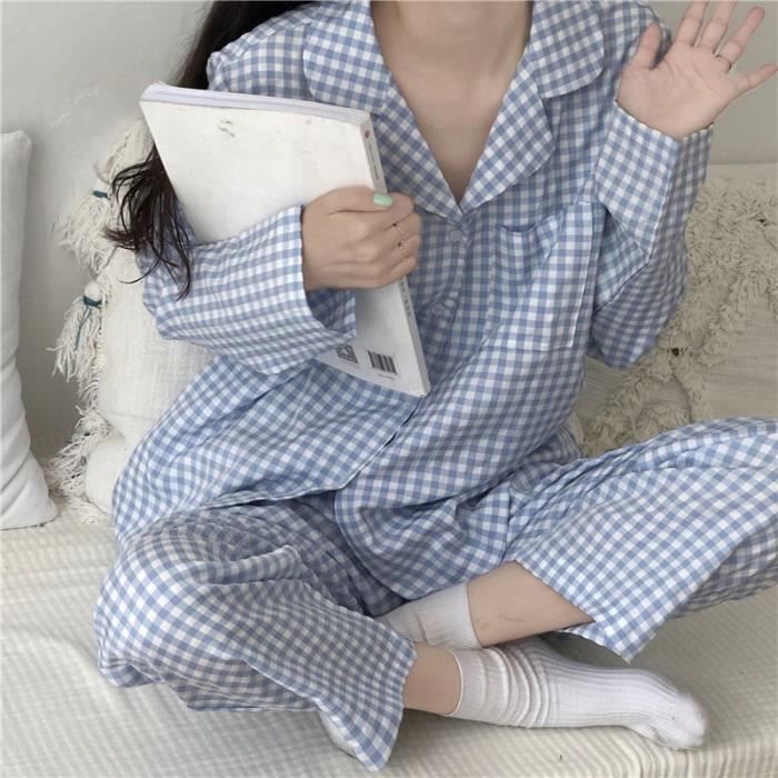 Pyjama flanelle femme - à carreaux Cardigan - FR67YDU