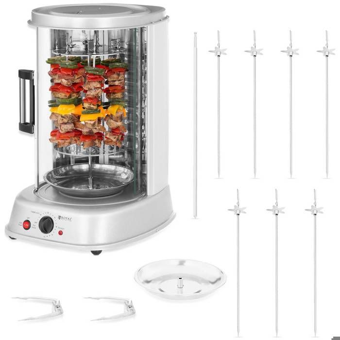 Rotissoire verticale Royal Catering RCGV-1800-1 (3 en 1, 1800W, jusqu'à 160 °C, minuterie jusqu'à 60 min)