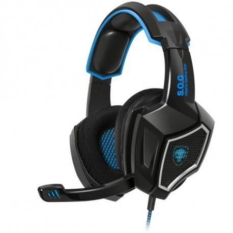 Casque Micro XPERT-H500BL SPIRIT OF GAMER BLEU ET NOIR filaire de 2.2 m prise USB SON 7.1. Réf : MIC-XH500BL