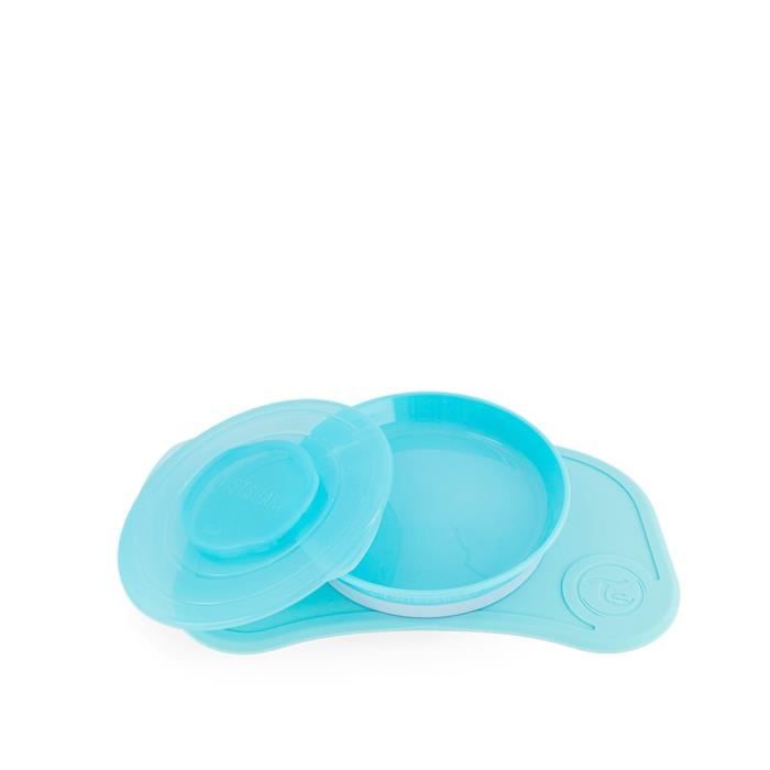 TWISTSHAKE Coffret Repas pour Bébé en Silicone avec Assiette et Set Ventouse 31 x 17 cm, Sans BPA, à partir de 6 mois, Bleu