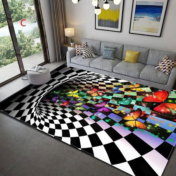 Tapis De Salon MOSISO 121x182cm – Fausse Laine Douce, Motif Papillons & Fleurs, Antidérapant Et Lavable - 8