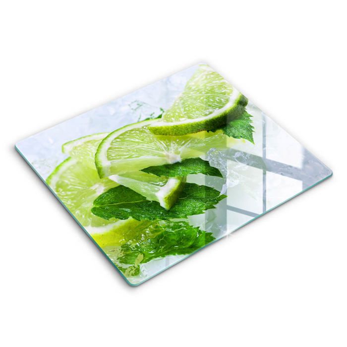 Planche De Cuisine Verre Tulup 80x52cm - Vert Moderne - Thème Citrons & Eau