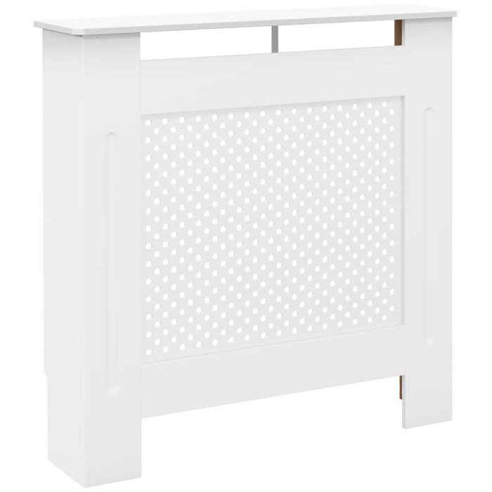 Cache-radiateur - HOMCOM - grille ronde - 78L x 19l x 82H cm - en bois - blanc