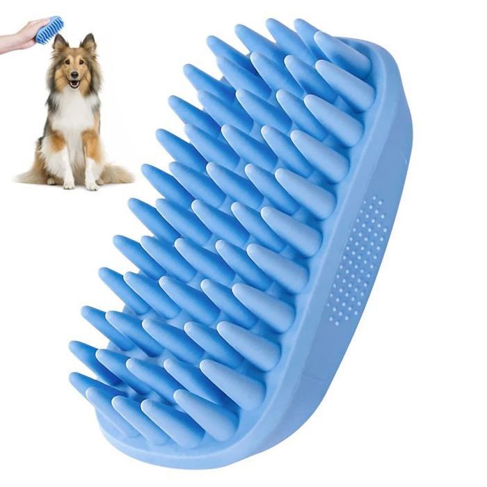 Meilleurs prix pour Brosse de bain pour chien, fournitures de bain pour chien, brosse à shampoing en silicone pour chiens et chats à poils longs(ble