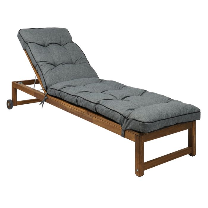 Bjird - Coussin Chaise Longue pour Jardin - 200x55 cm Graphite - Coussin Bain de Soleil extérieur-intérieur