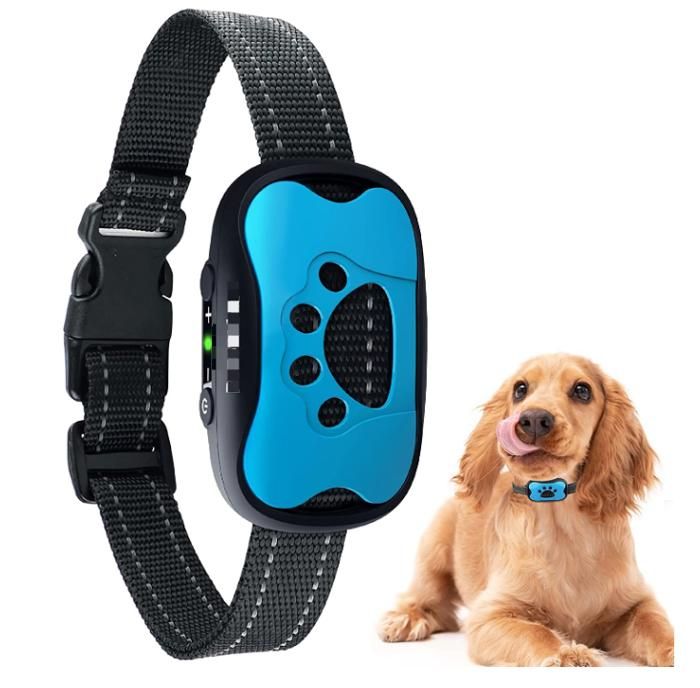 Comparer les prix de Collier Anti-aboiement Détection Intelligente des Aboiements avec 2 Modes Vibration et Son 7 Niveaux de Sensibilité, Bleu